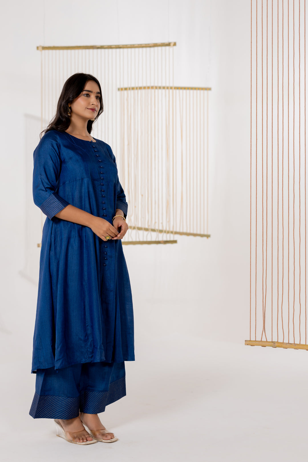 Turquoise Blue Cotton Silk Kurta Set of 2 - Dhaaga