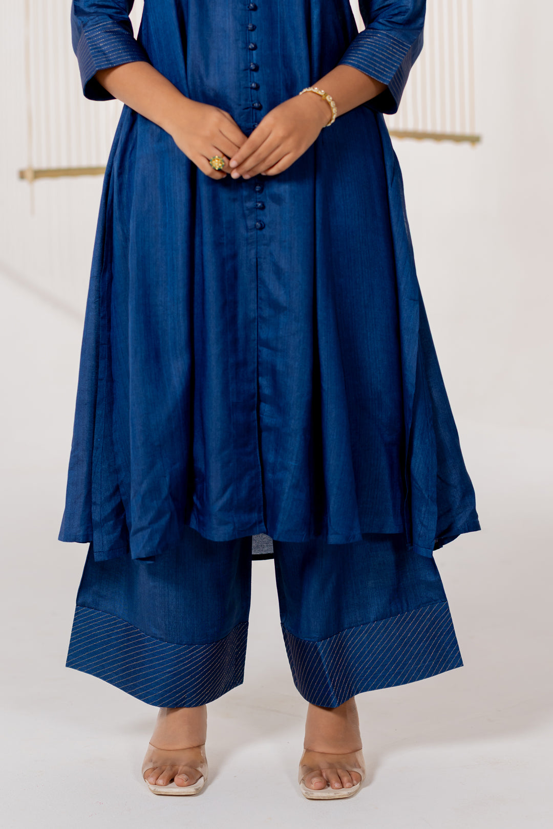 Turquoise Blue Cotton Silk Kurta Set of 2 - Dhaaga