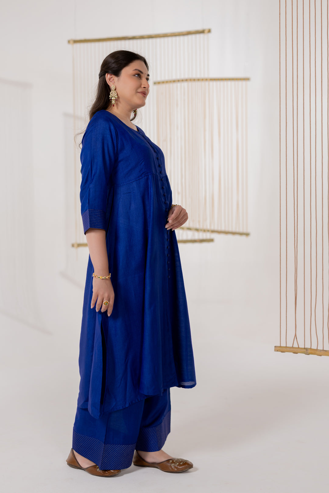 Indigo Blue Cotton Silk Kurta Set of 2 - Dhaaga