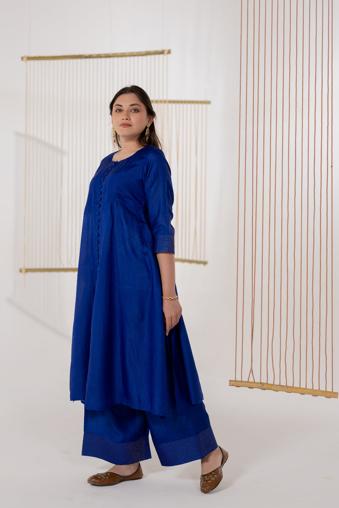 Indigo Blue Tussar Silk Bandhej Dupatta - Dhaaga