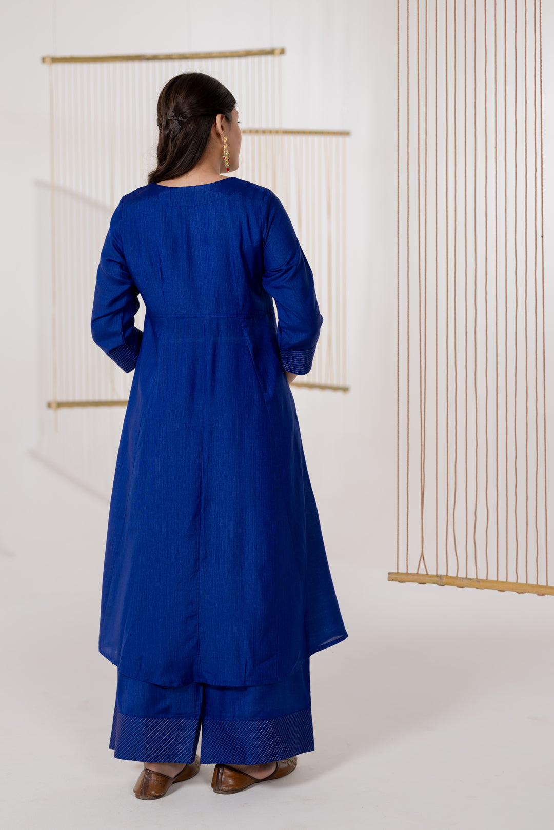 Indigo Blue Cotton Silk Kurta Set of 2 - Dhaaga