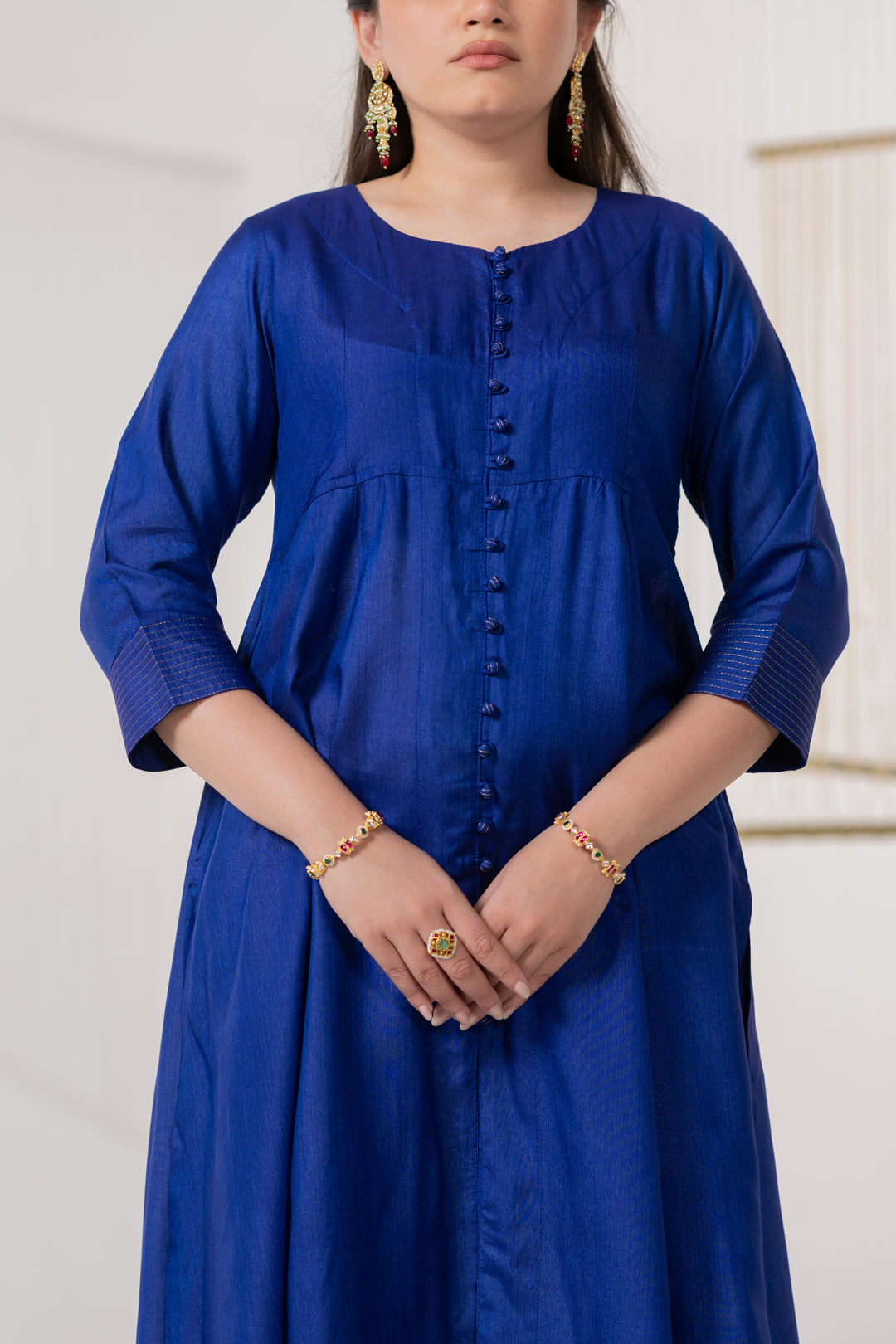 Indigo Blue Tussar Silk Bandhej Dupatta - Dhaaga