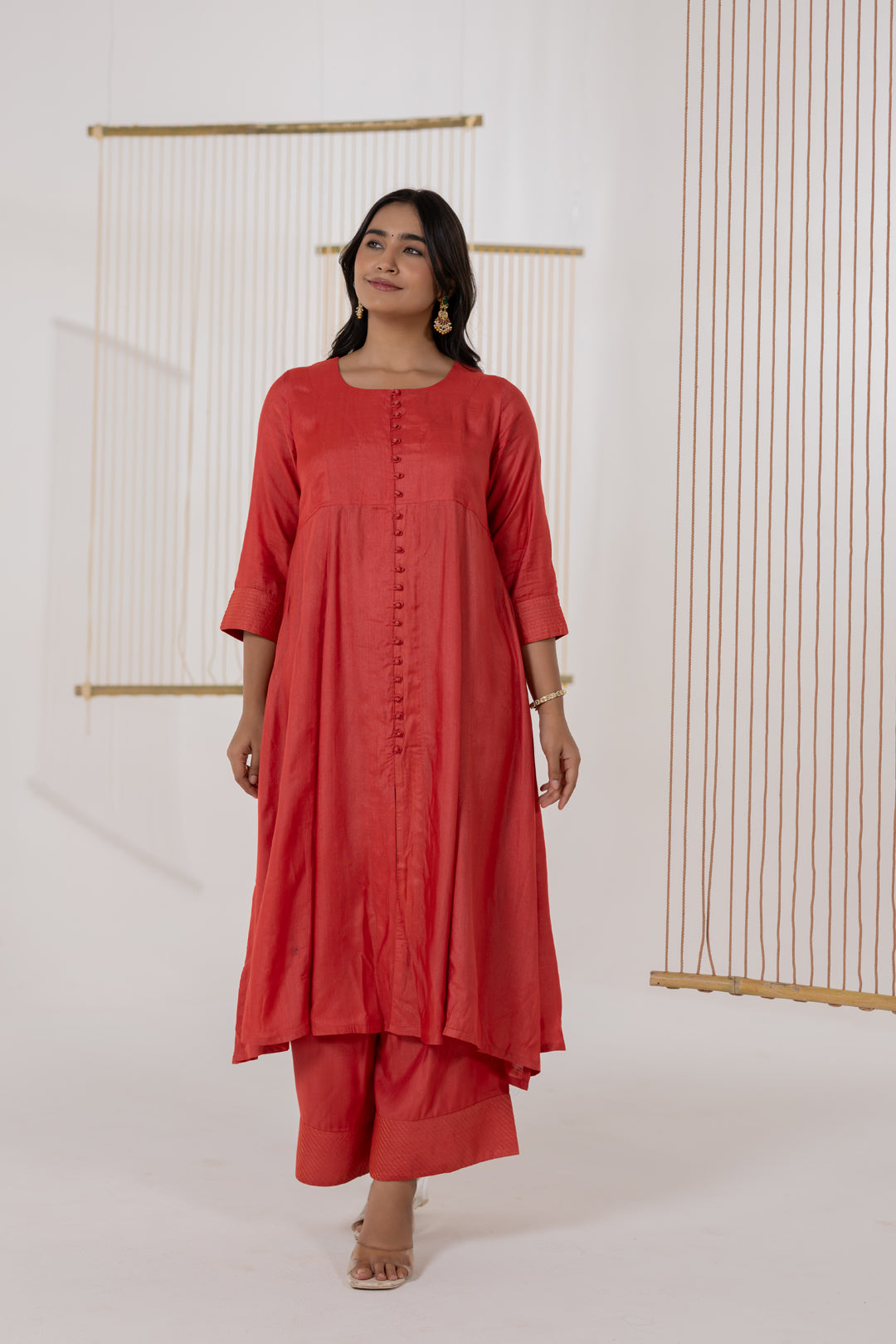 Rust Cotton Silk Kurta Set of 2 - Dhaaga