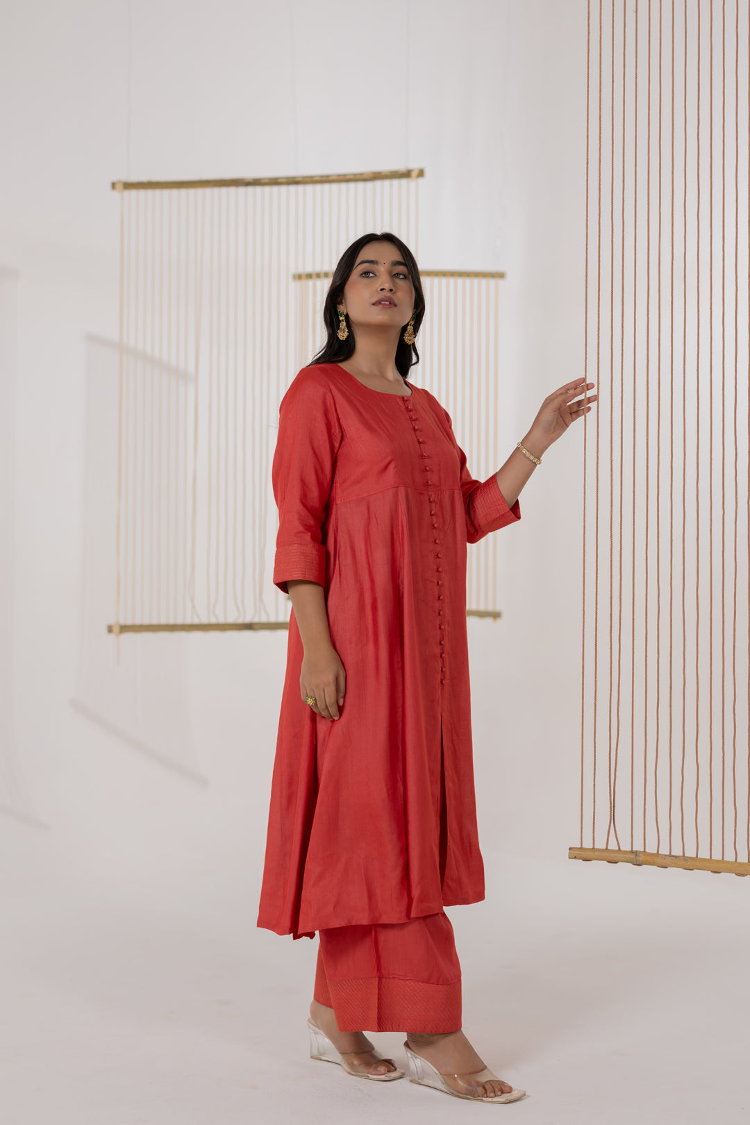 Rust Cotton Silk Kurta Set of 2 - Dhaaga