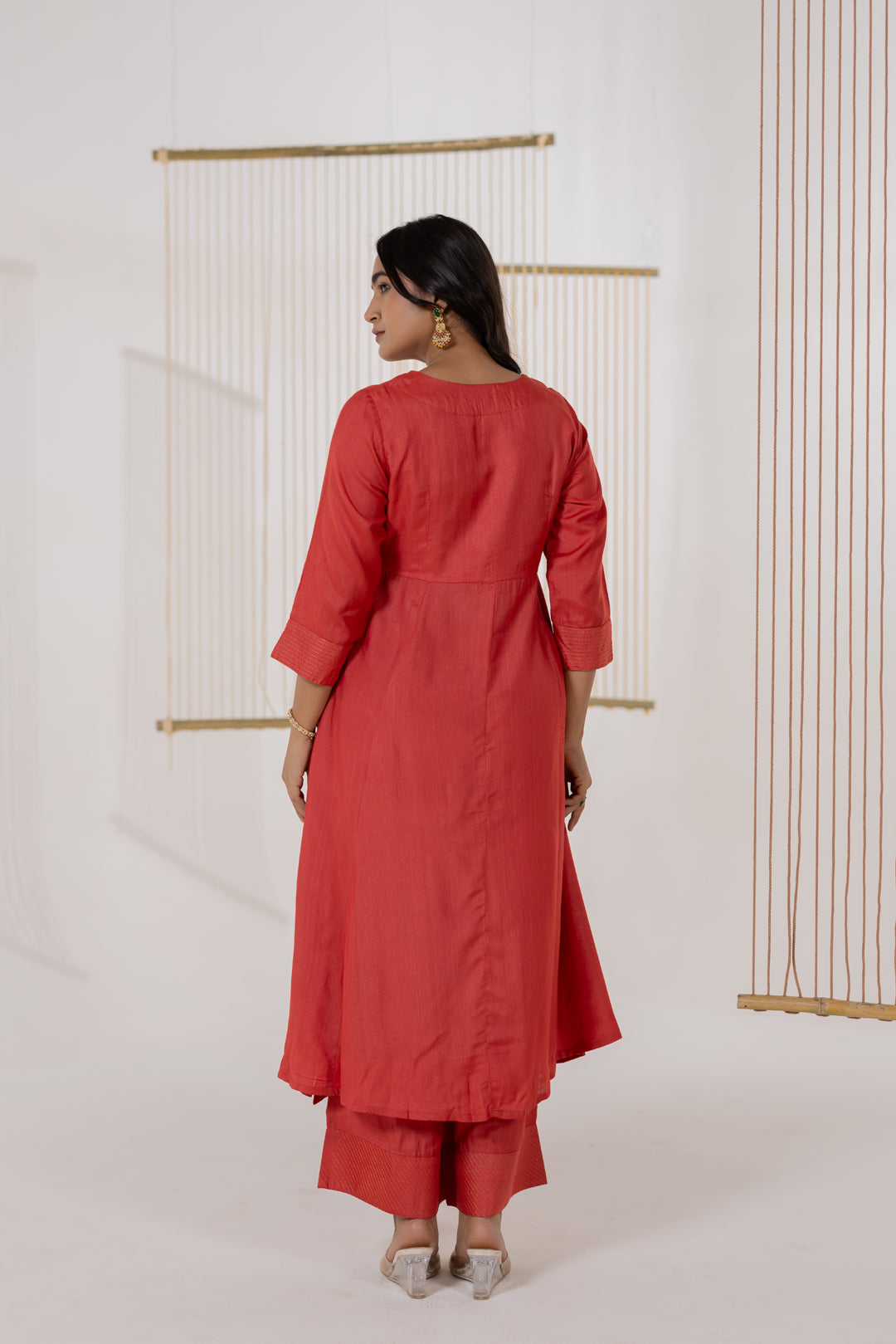 Rust Cotton Silk Kurta Set of 2 - Dhaaga