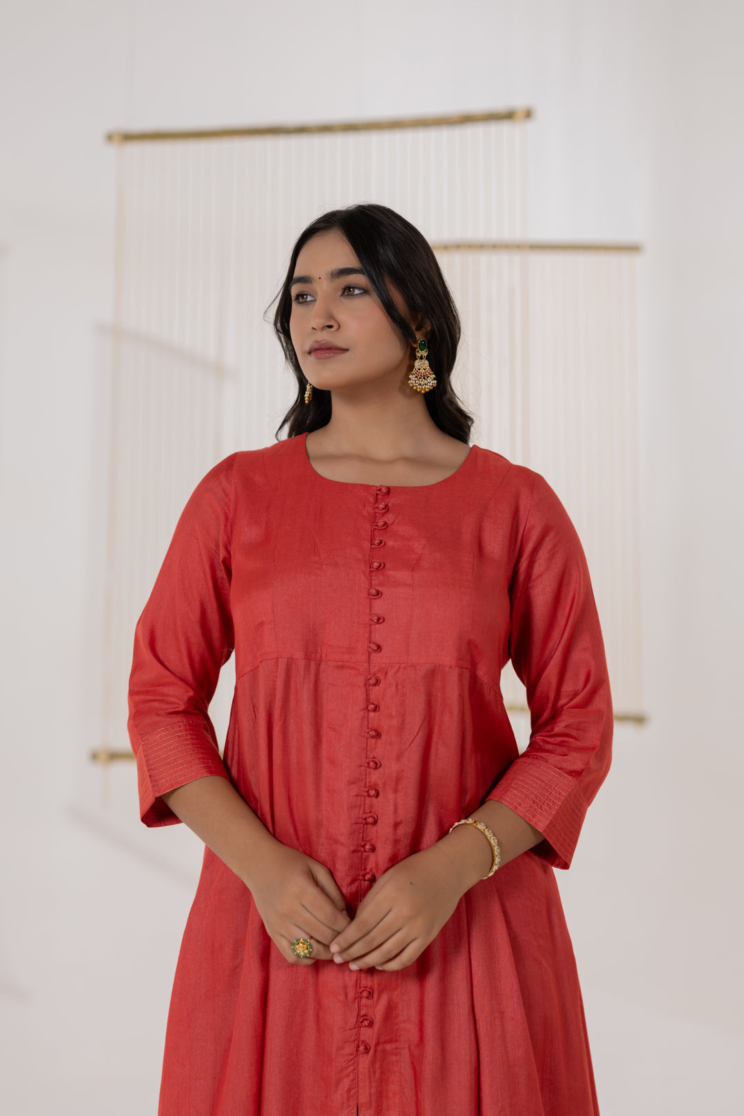 Rust Cotton Silk Kurta Set of 2 - Dhaaga