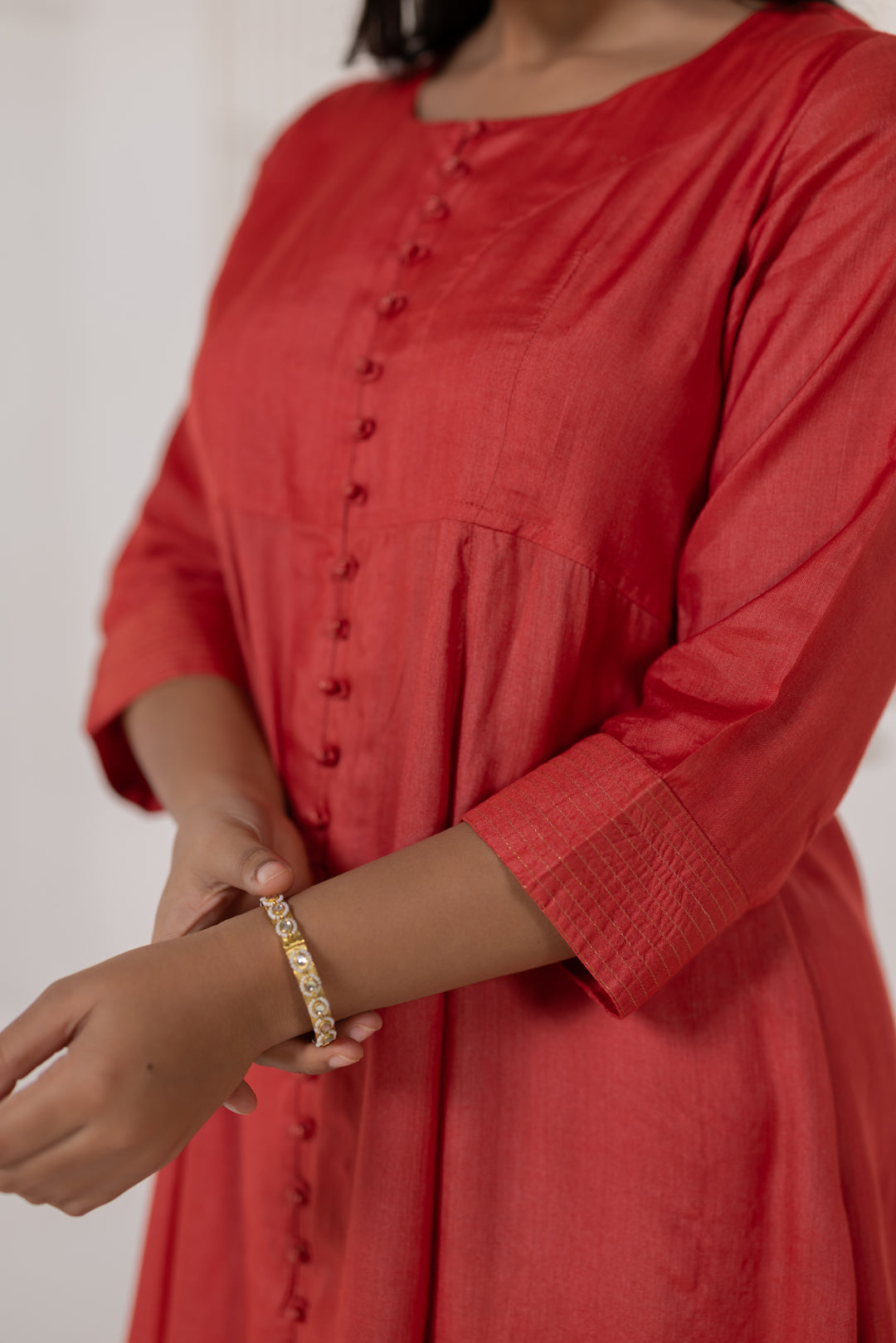 Rust Cotton Silk Kurta Set of 2 - Dhaaga