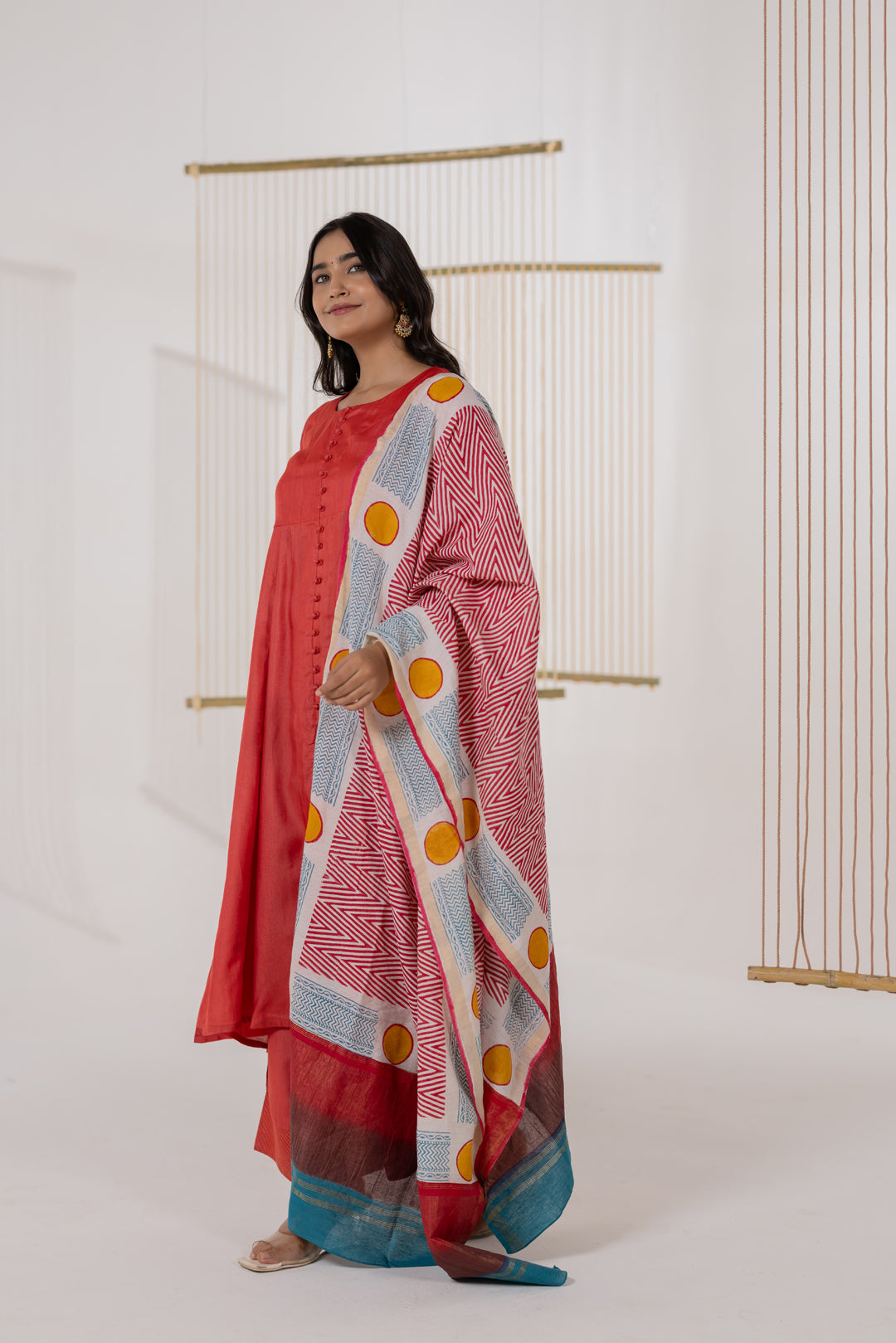 Rust Cotton Silk Kurta Set of 2 - Dhaaga