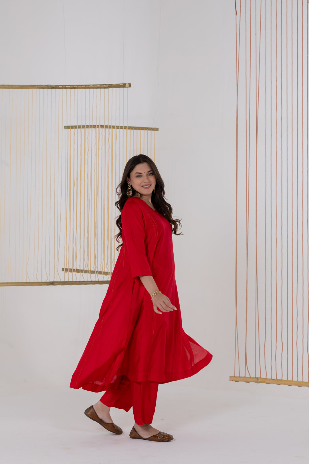 Red Cotton Silk Block Print Dupatta - Dhaaga