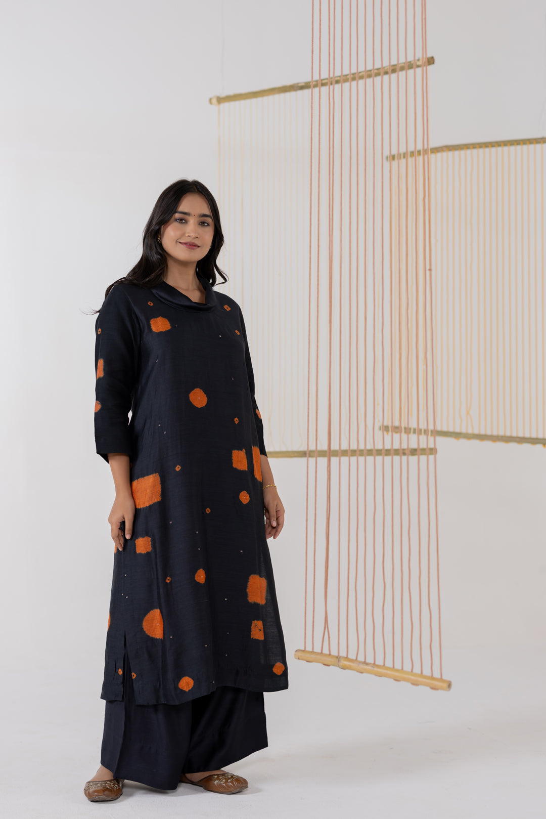 Black Muga Silk Kurta Set of 2 - Dhaaga
