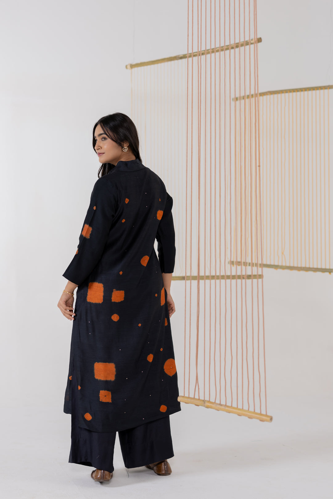 Black Muga Silk Kurta Set of 2 - Dhaaga