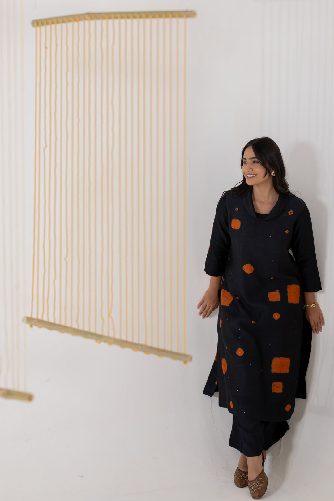 Black Muga Silk Kurta Set of 2 - Dhaaga