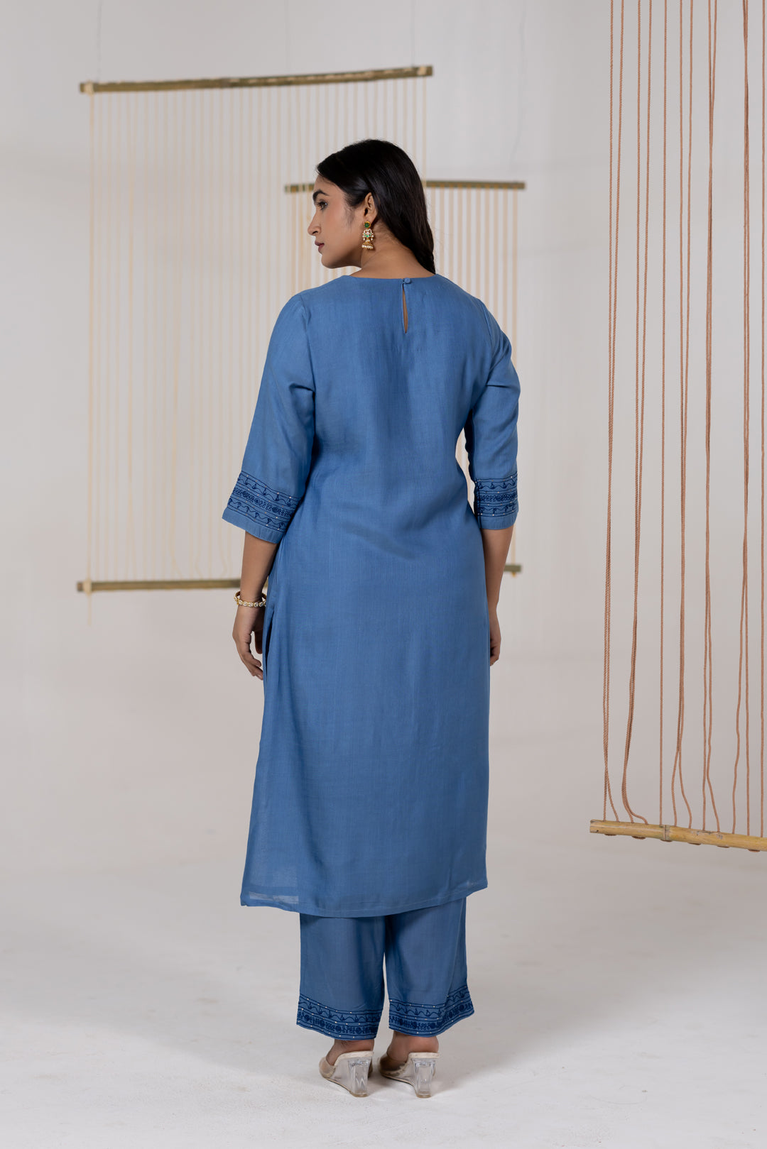 Blue Cotton Silk Kurta Set of 2 - Dhaaga