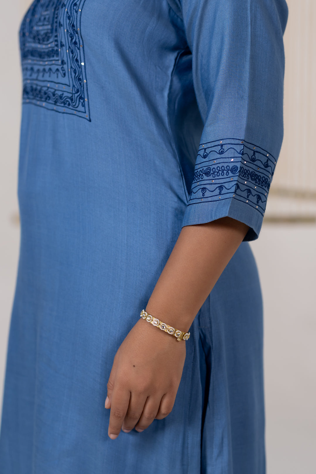 Blue Cotton Silk Kurta Set of 2 - Dhaaga