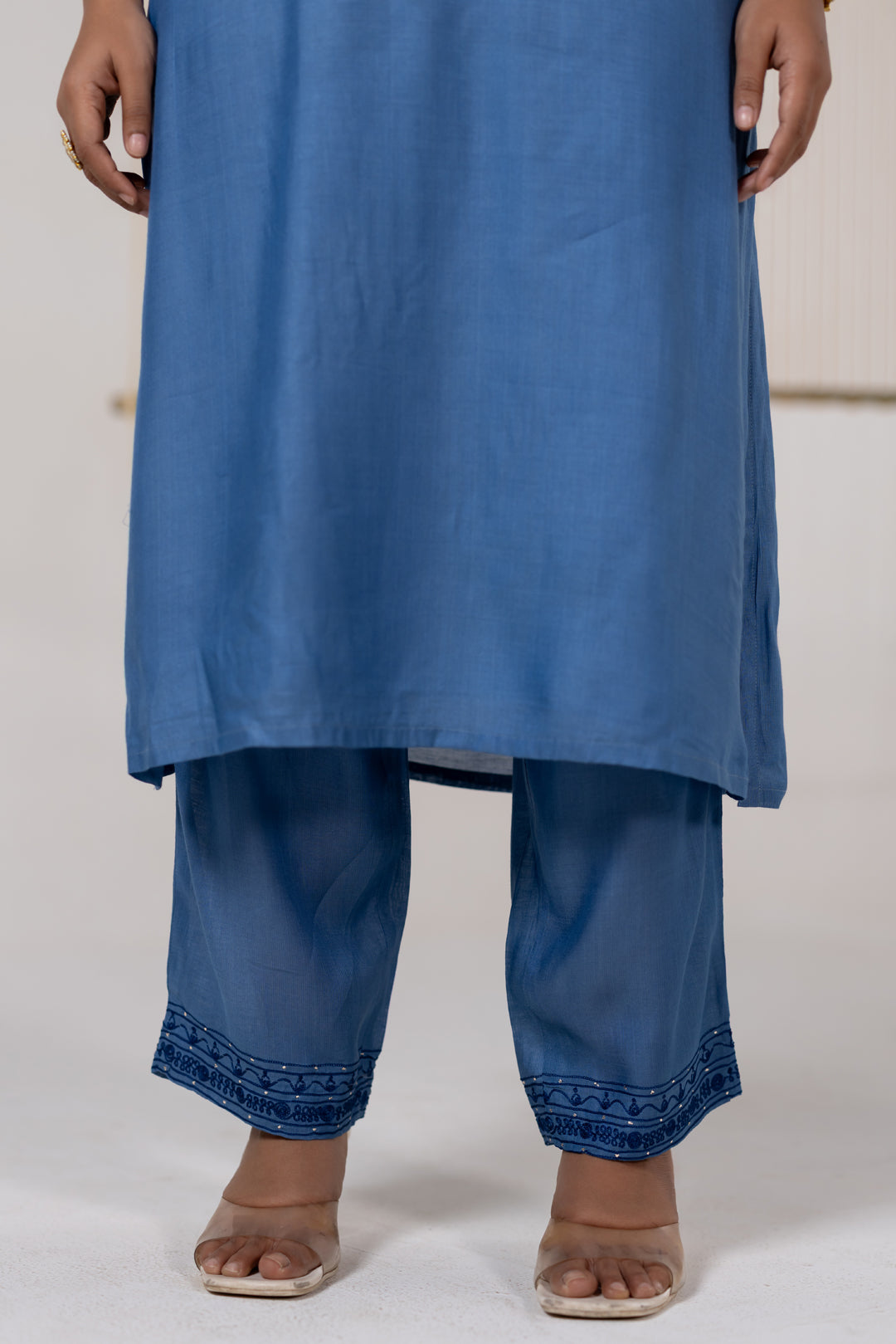 Blue Cotton Silk Kurta Set of 2 - Dhaaga