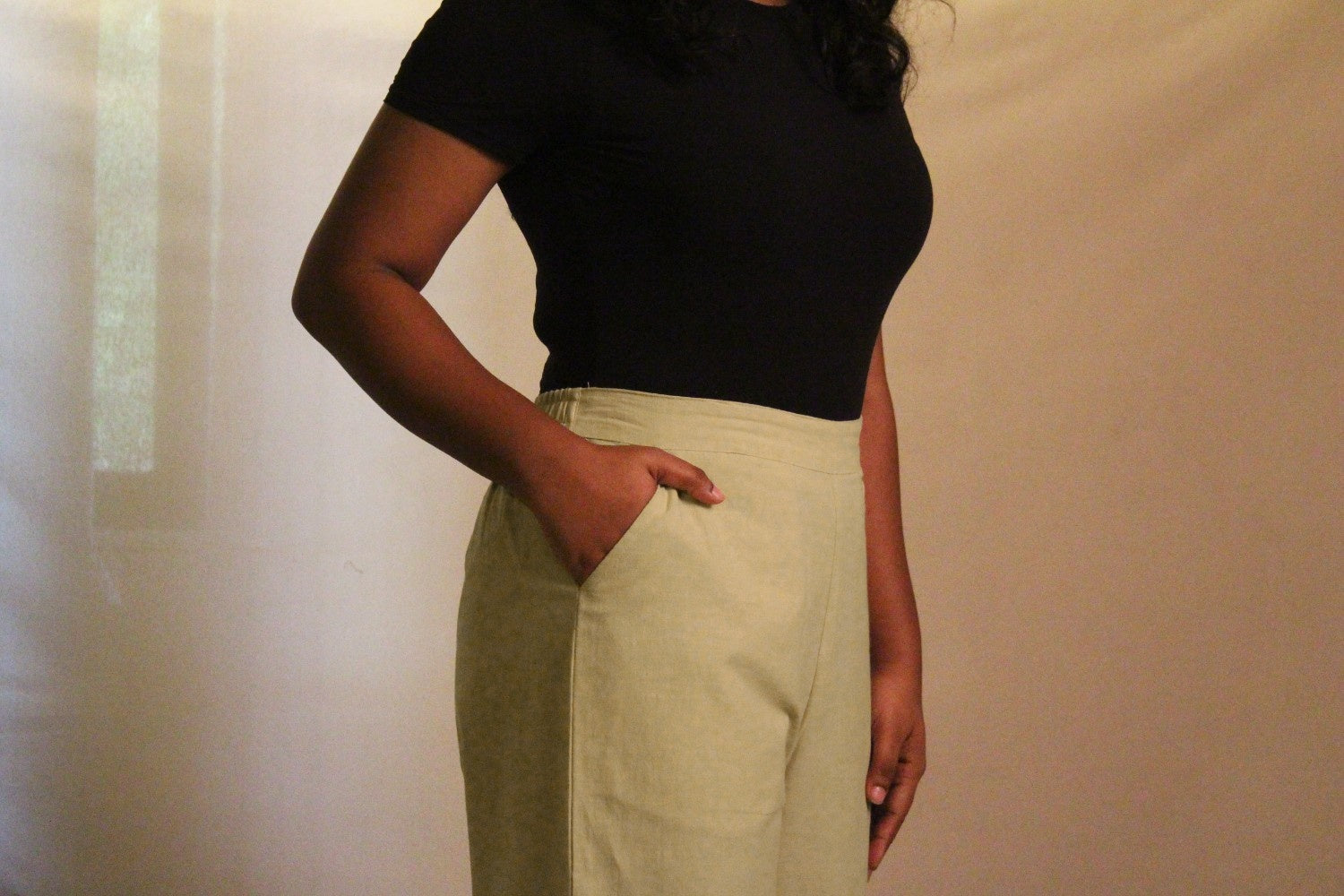 Beige Airy Cotton Straight Trousers for Women | Ray Ethnic