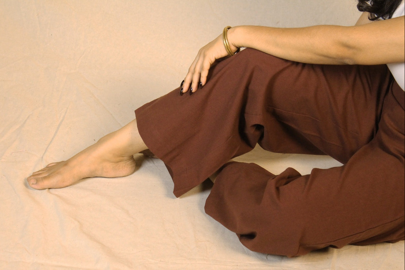 Coffee Brown Airy Cotton Straight Trousers for Women | Ray Ethnic