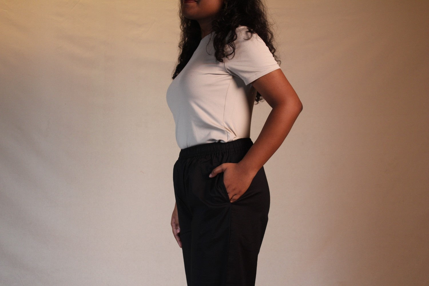 Women's Cotton Straight Pants with Pockets in Black | Ray Ethnic