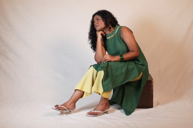 Women's Cotton Straight Pants with Pockets in Yellow | Ray Ethnic