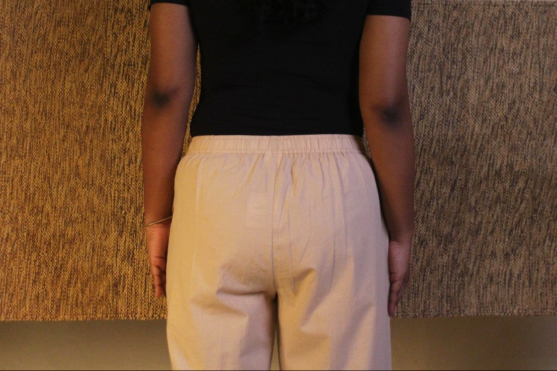 Women's Cotton Straight Pants with Pockets in Tan Beigi | Ray Ethnic