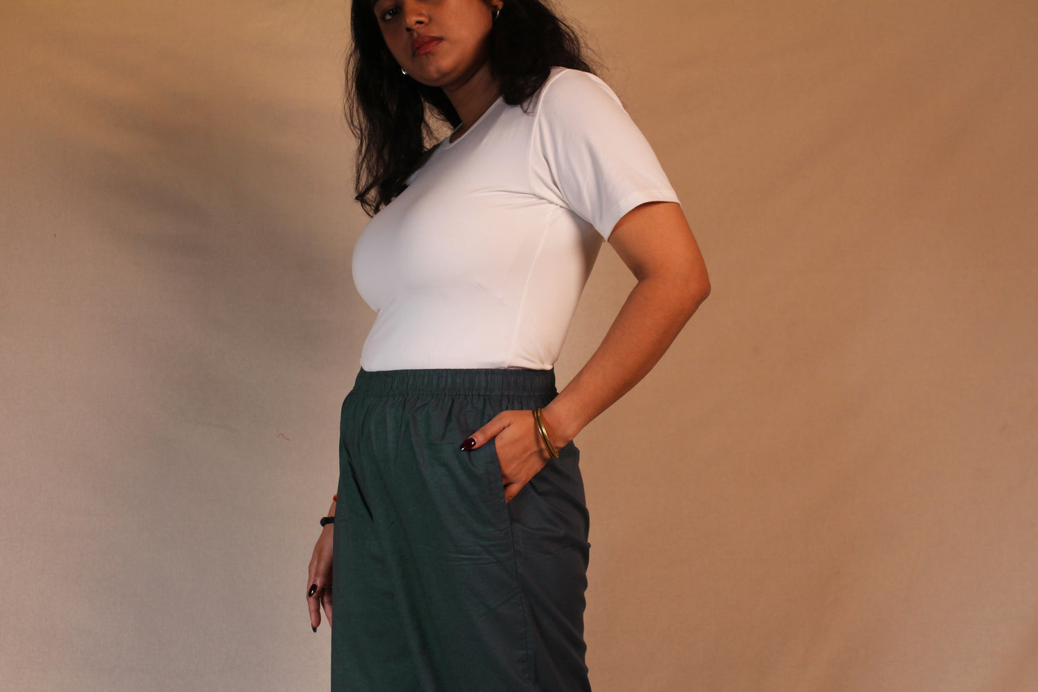 Women's Cotton Straight Pants with Pockets in Blue | Ray Ethnic