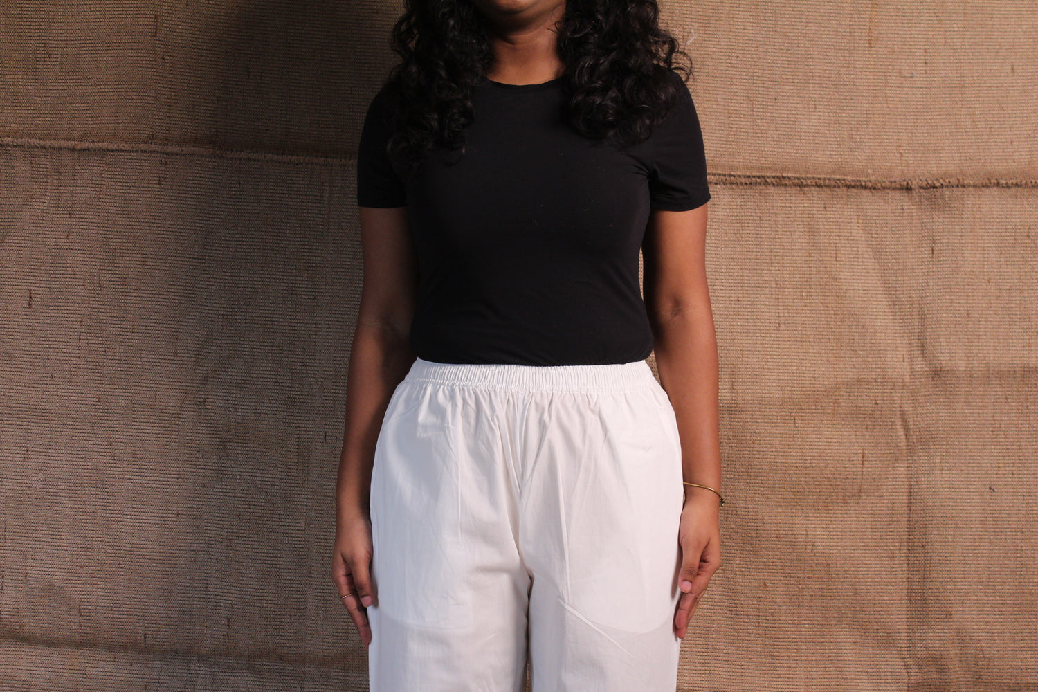 Women's Cotton Straight Pants with Pockets in Off White | Ray Ethnic
