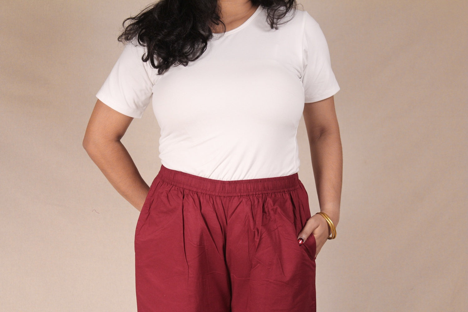 Women's Cotton Straight Pants with Pockets in Ajrakh Red | Ray Ethnic