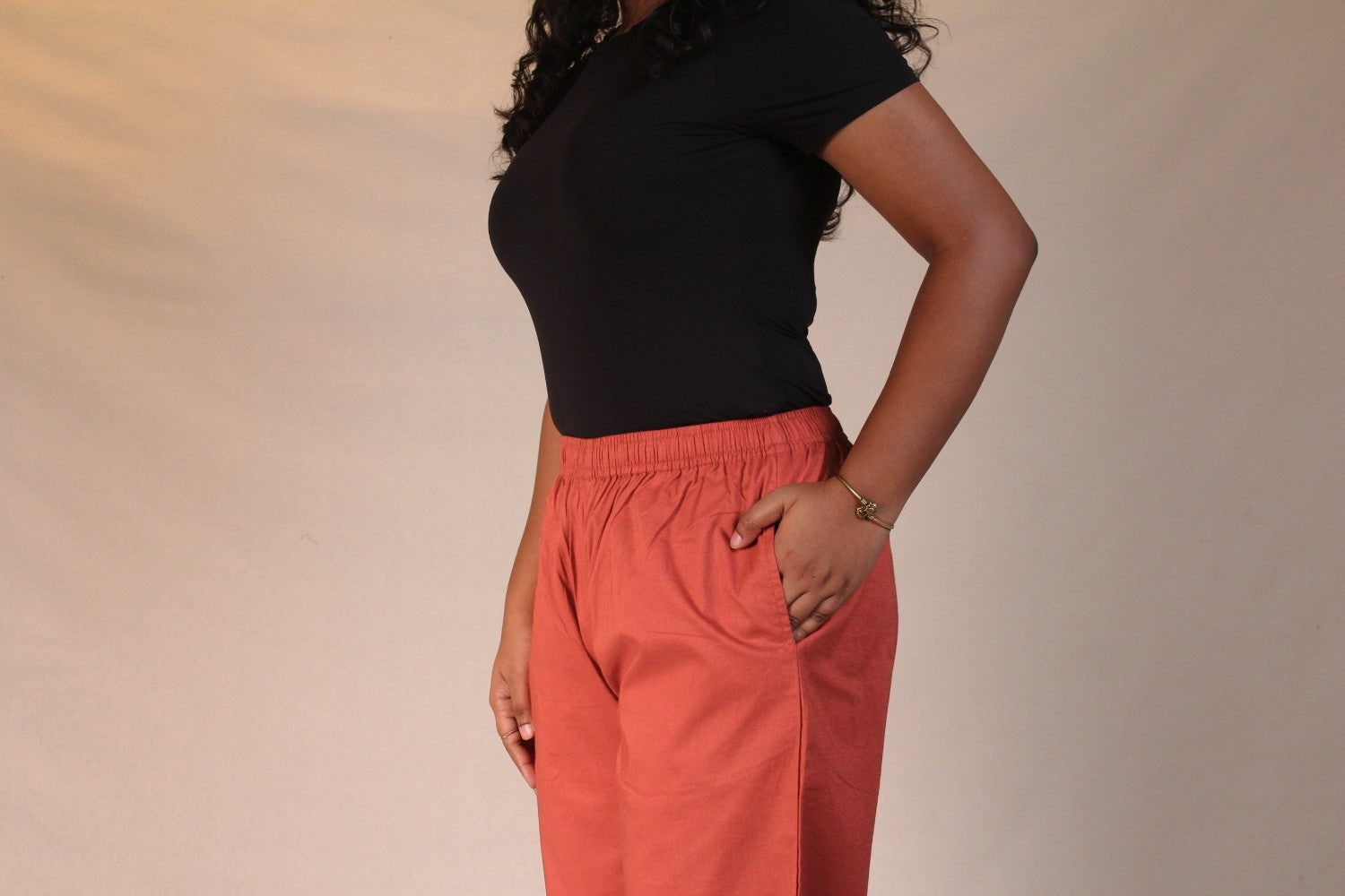 Rust Women's Cotton Straight Pants with Pockets | Ray Ethnic