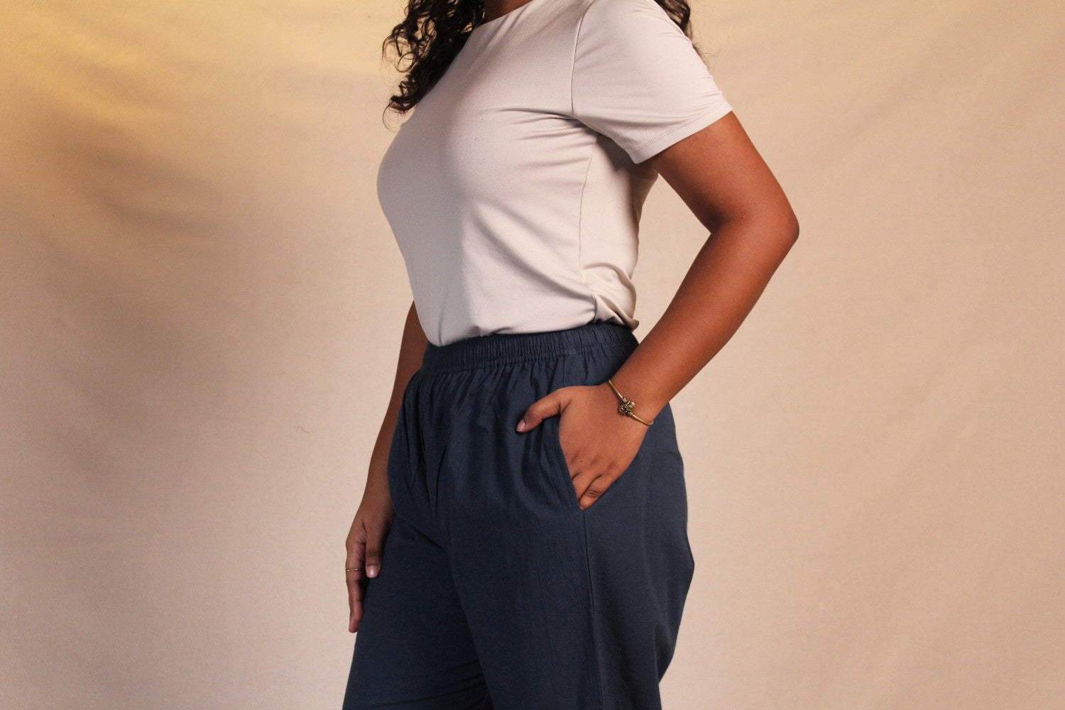 Navy Blue Cotton Straight Pants for Women | Ray Ethnic