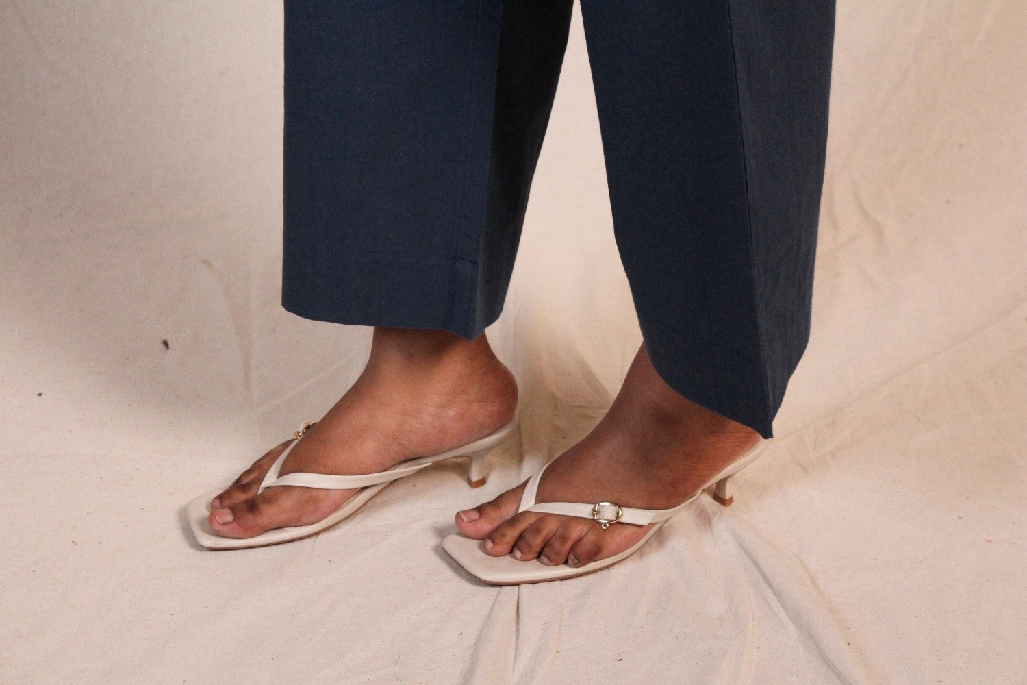 Navy Blue Cotton Straight Pants for Women | Ray Ethnic
