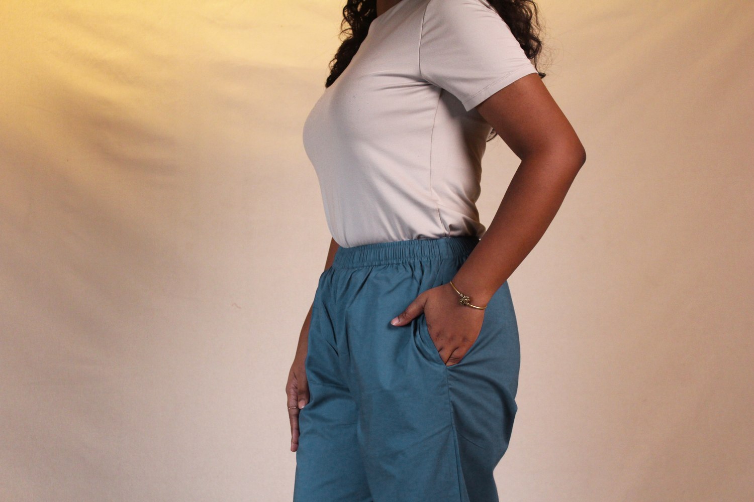 Women's Cotton Straight Pants with Pockets in Ink Blue | Ray Ethnic