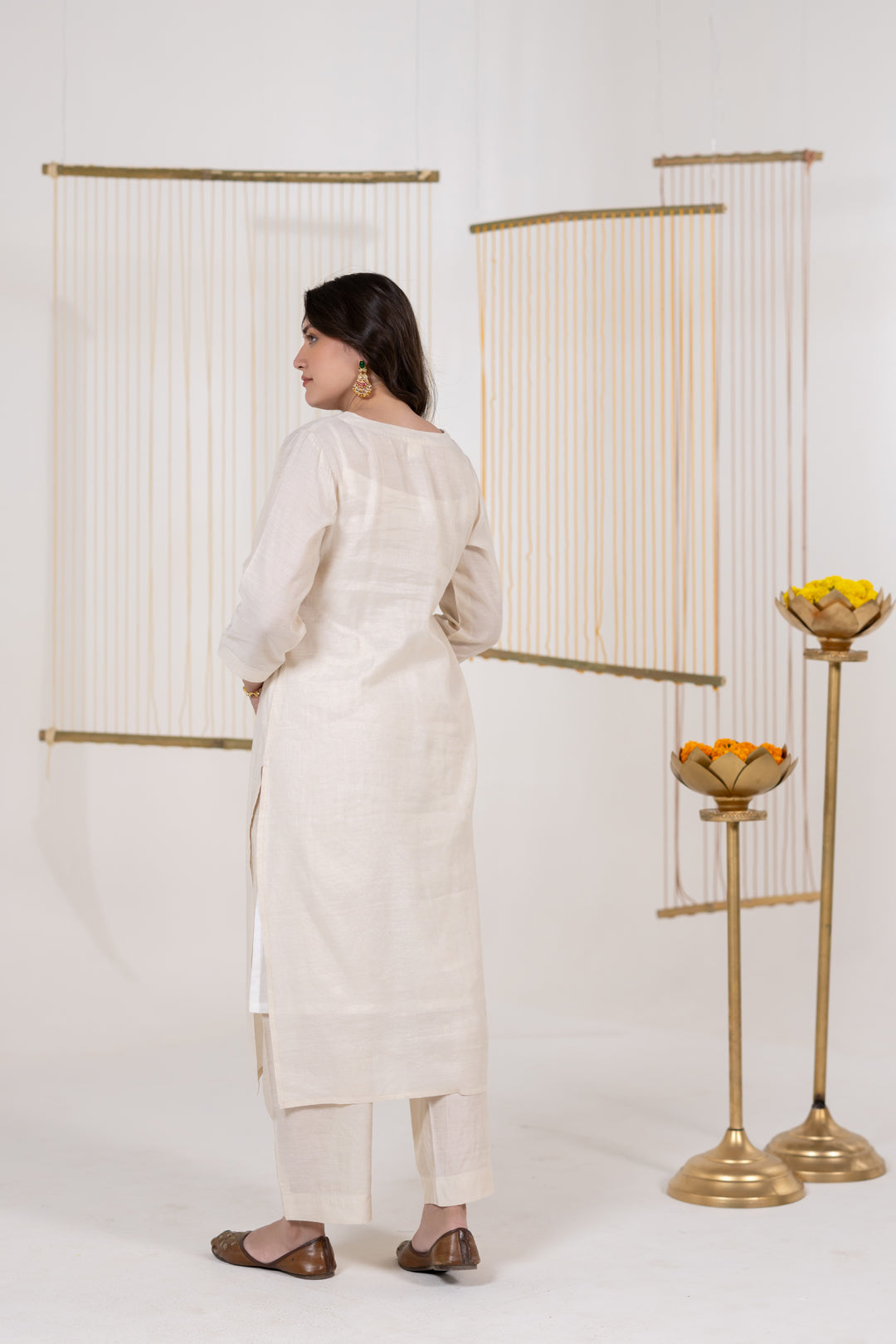 Cream Cotton Silk Kurta Set of 2 - Dhaaga