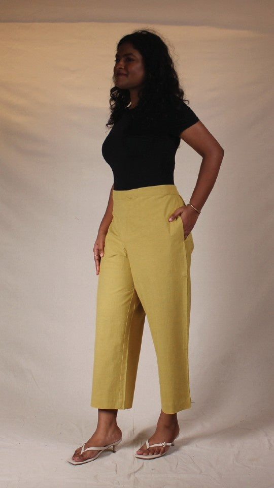 Ajrakh Green Cotton Easy Pants for Women | Ray Ethnic