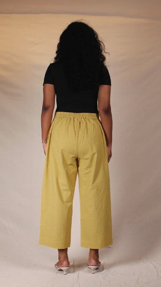 Ajrakh Green Cotton Easy Pants for Women | Ray Ethnic