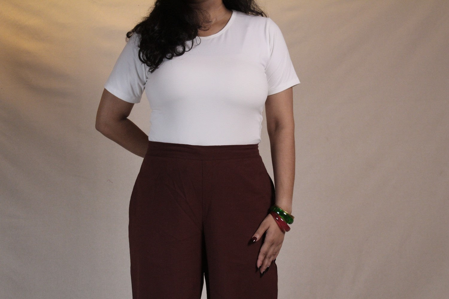 Coffee Brown Cotton Easy Pants for Women | Ray Ethnic