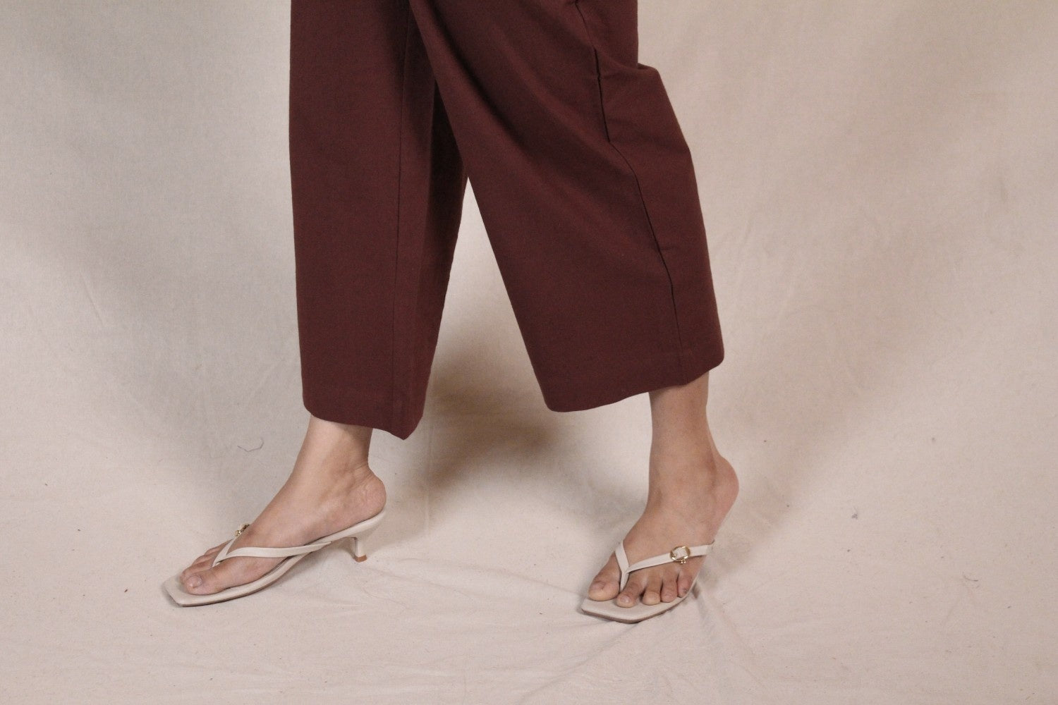 Coffee Brown Cotton Easy Pants for Women | Ray Ethnic