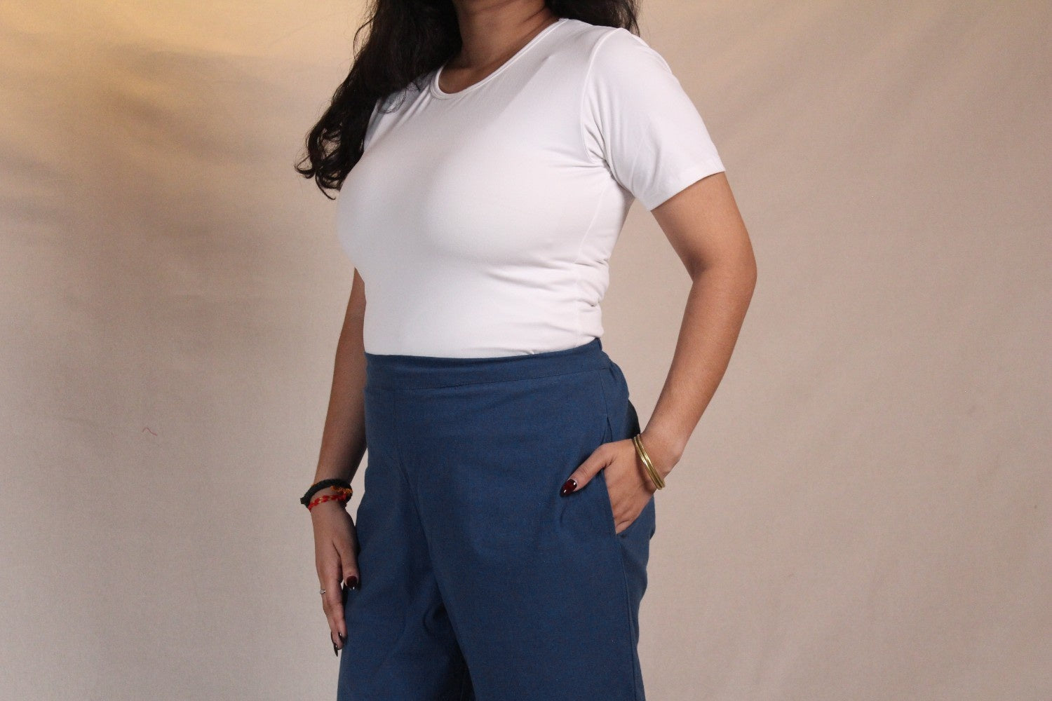 Blue Cotton Easy Pants for Women | Ray Ethnic