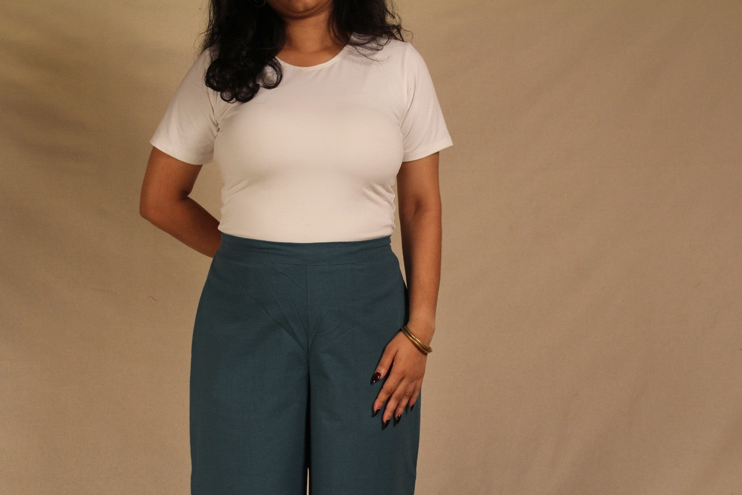 Turquoise Blue Cotton Easy Pants for Women | Ray Ethnic
