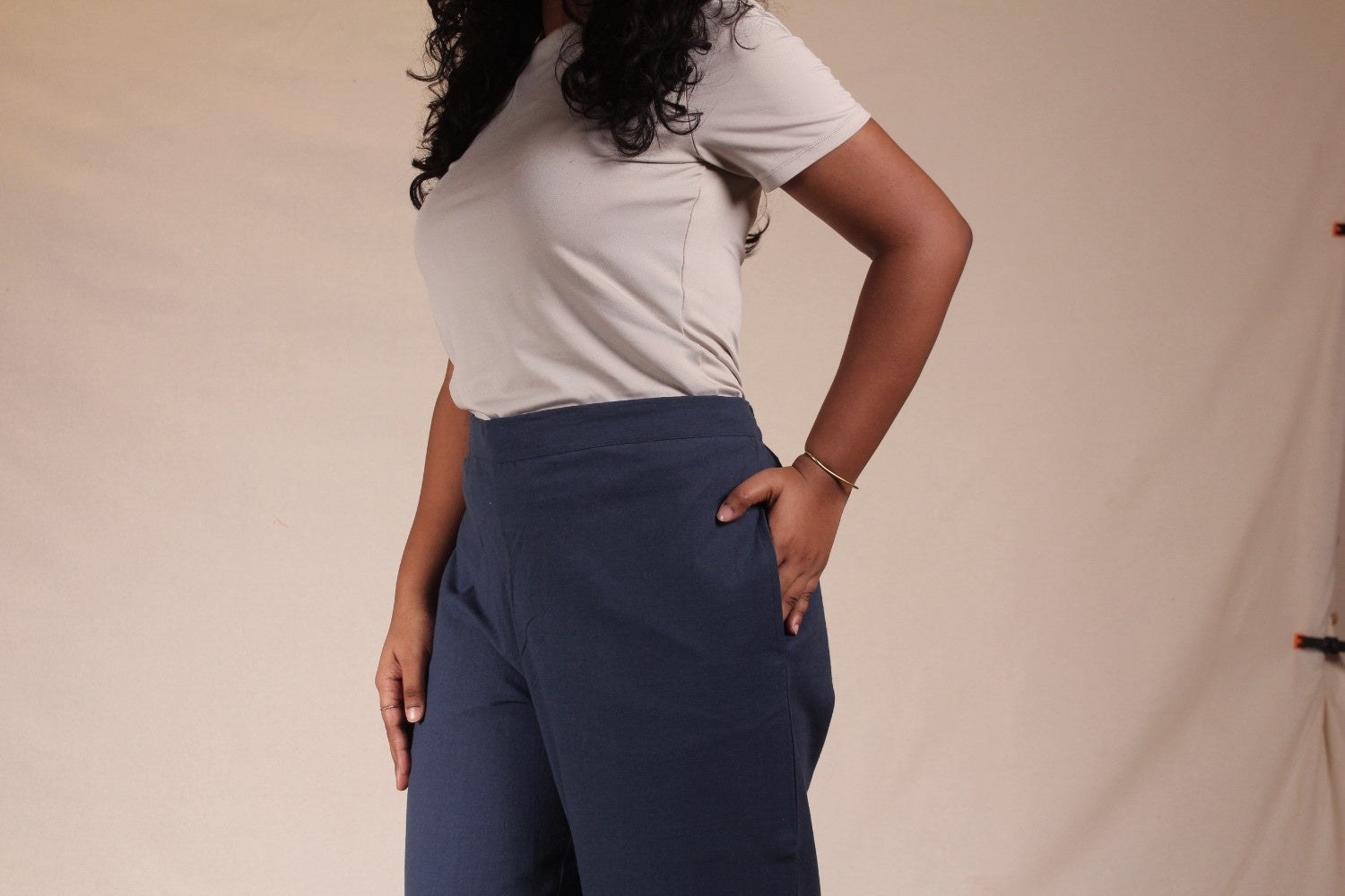 Navy Blue Cotton Easy Pants for Women | Ray Ethnic