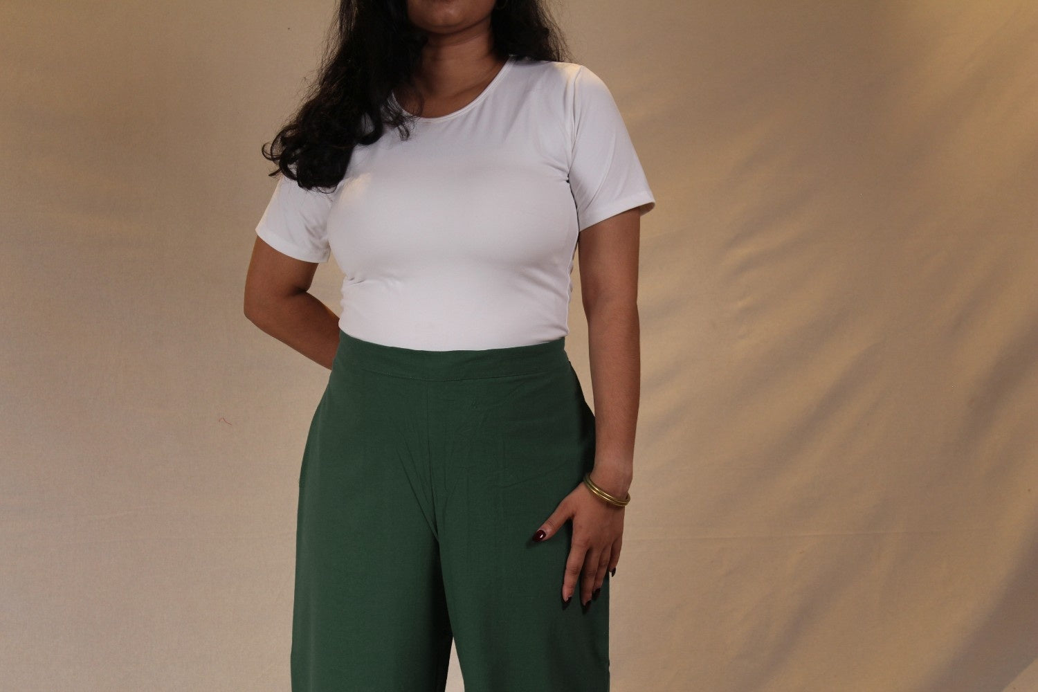 Green Cotton Easy Pants for Women | Ray Ethnic