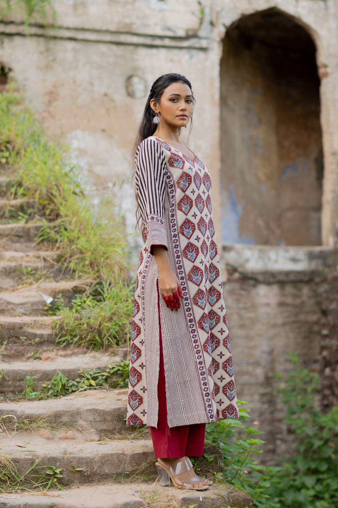 Women's Block Print Mul Cotton Kurta - Mehrab