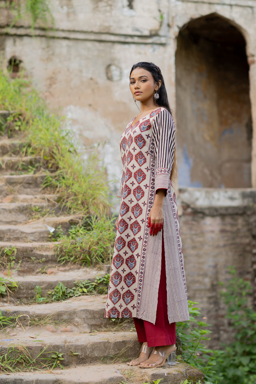 Women's Block Print Mul Cotton Kurta - Mehrab