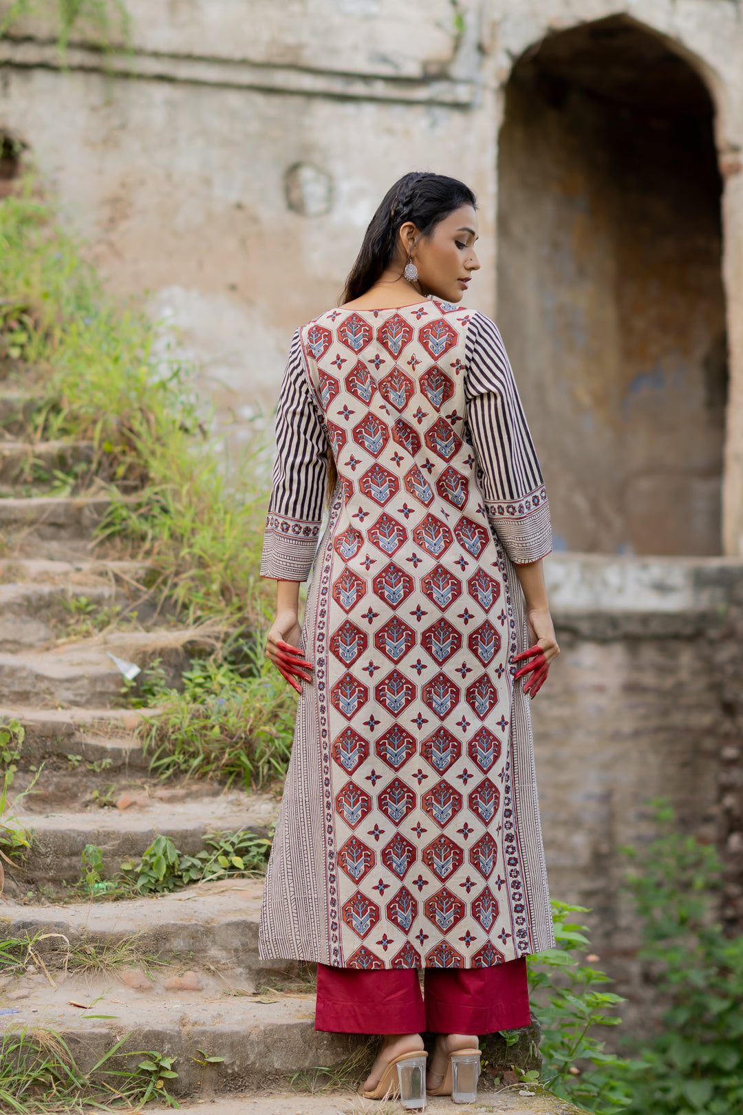 Women's Block Print Mul Cotton Kurta - Mehrab