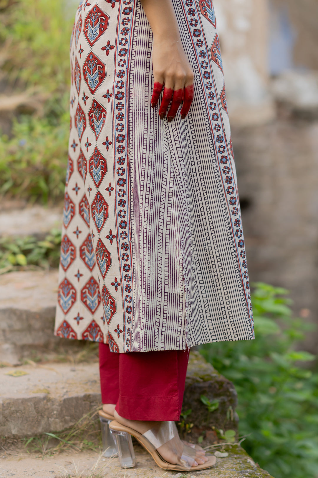 Women's Block Print Mul Cotton Kurta - Mehrab