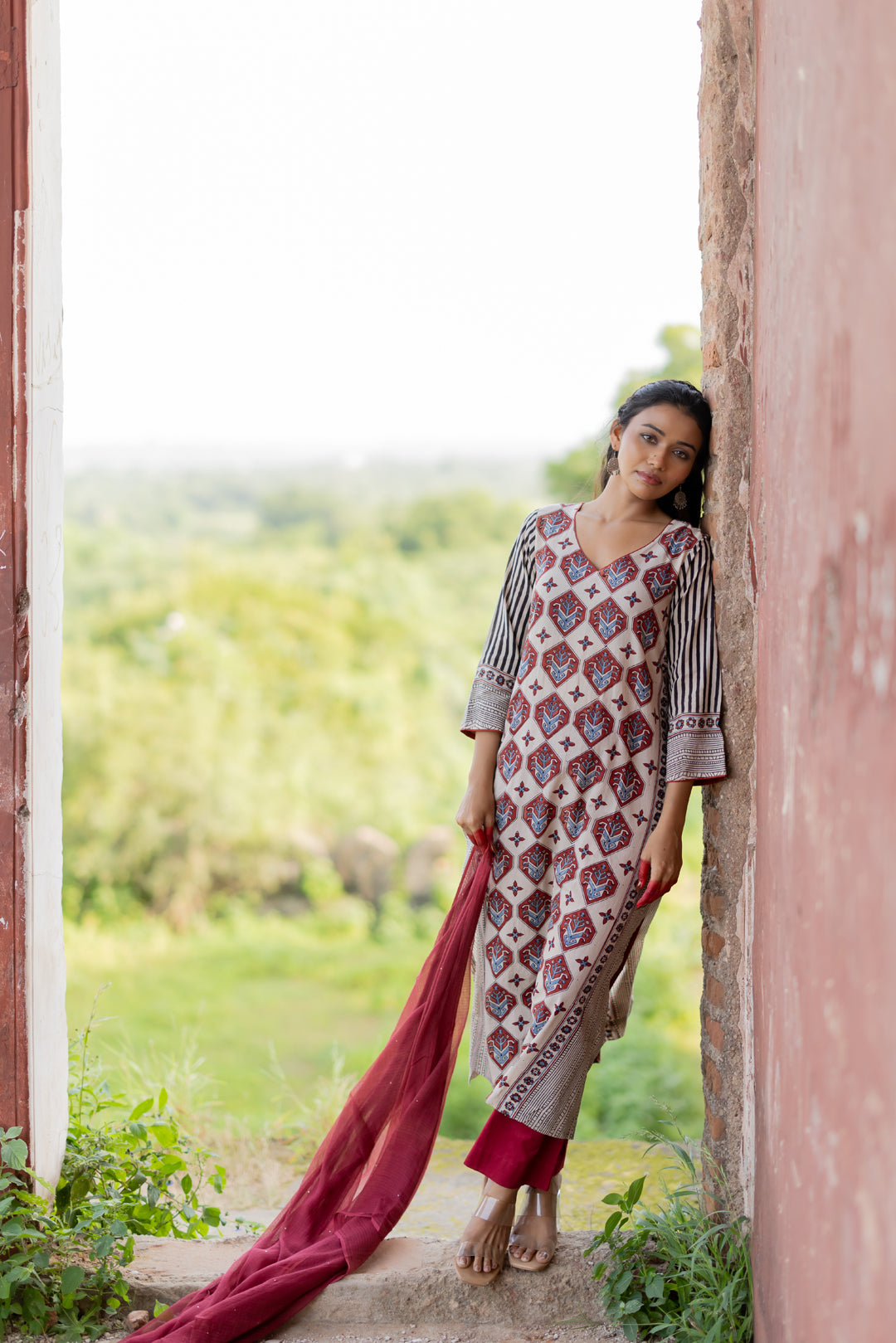 Women's Block Print Mul Cotton Kurta - Mehrab