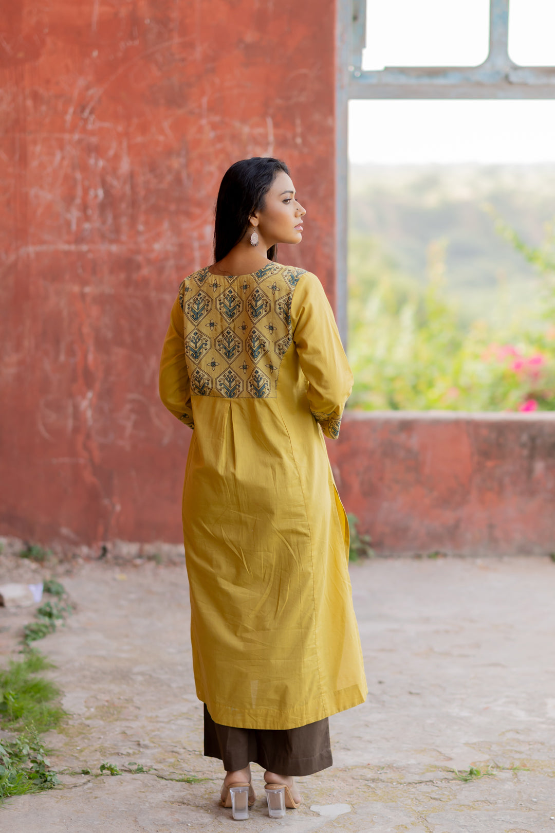 Ajrakh Green Block Print Cotton Kurta - Mehrab