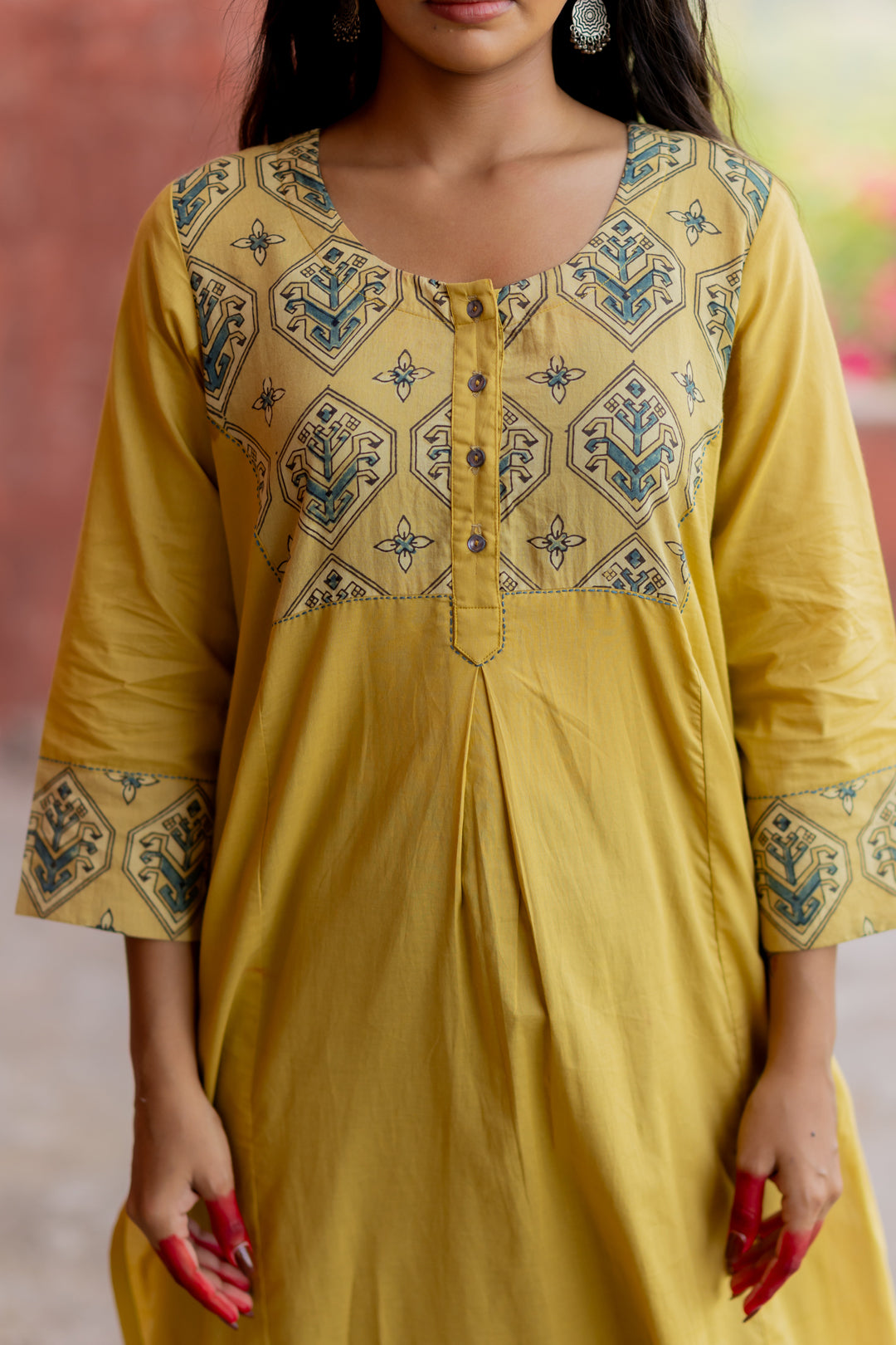 Ajrakh Green Block Print Cotton Kurta - Mehrab