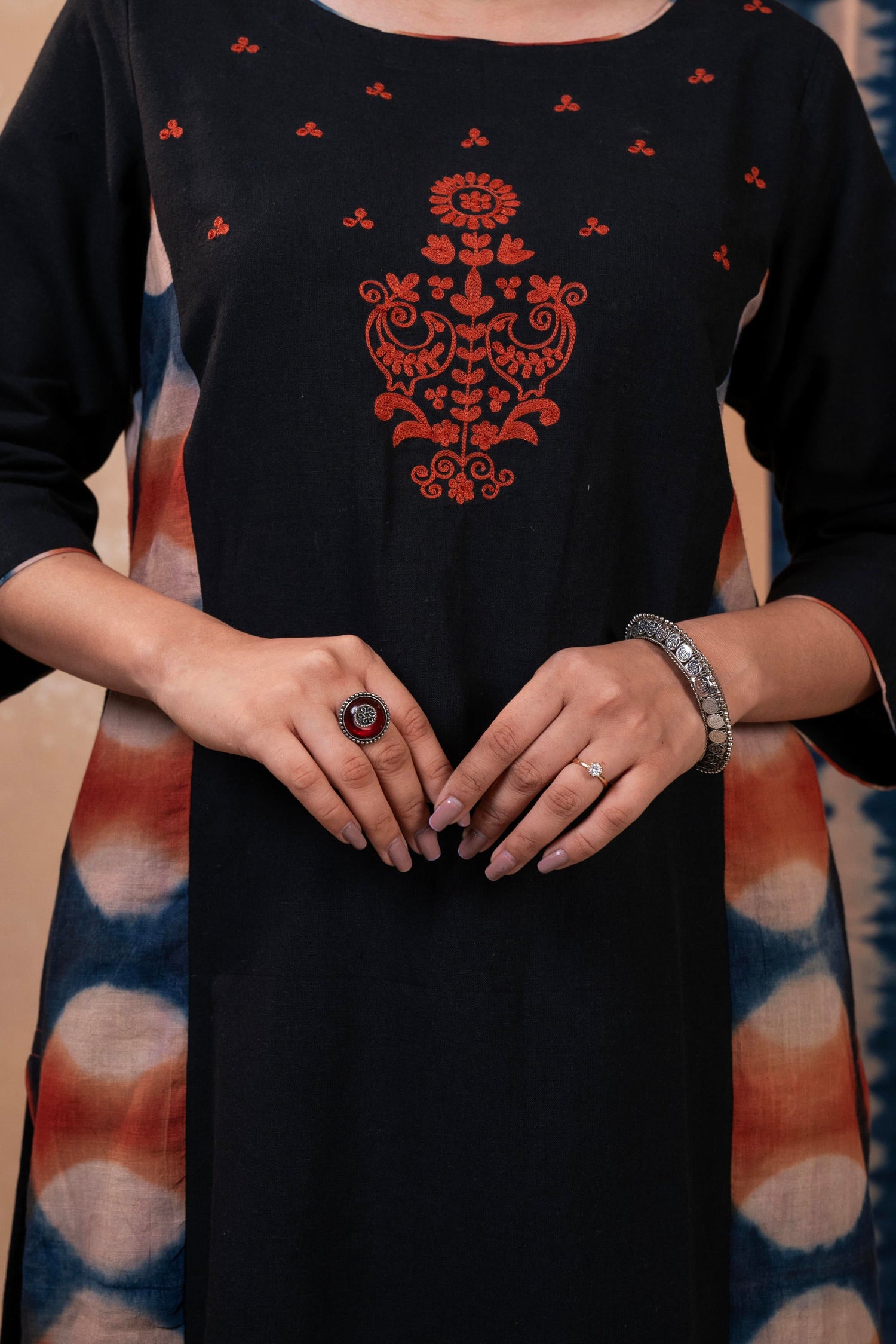 Aakaar Black Clamp Cotton Set Of 2 | Ray-ethnic
