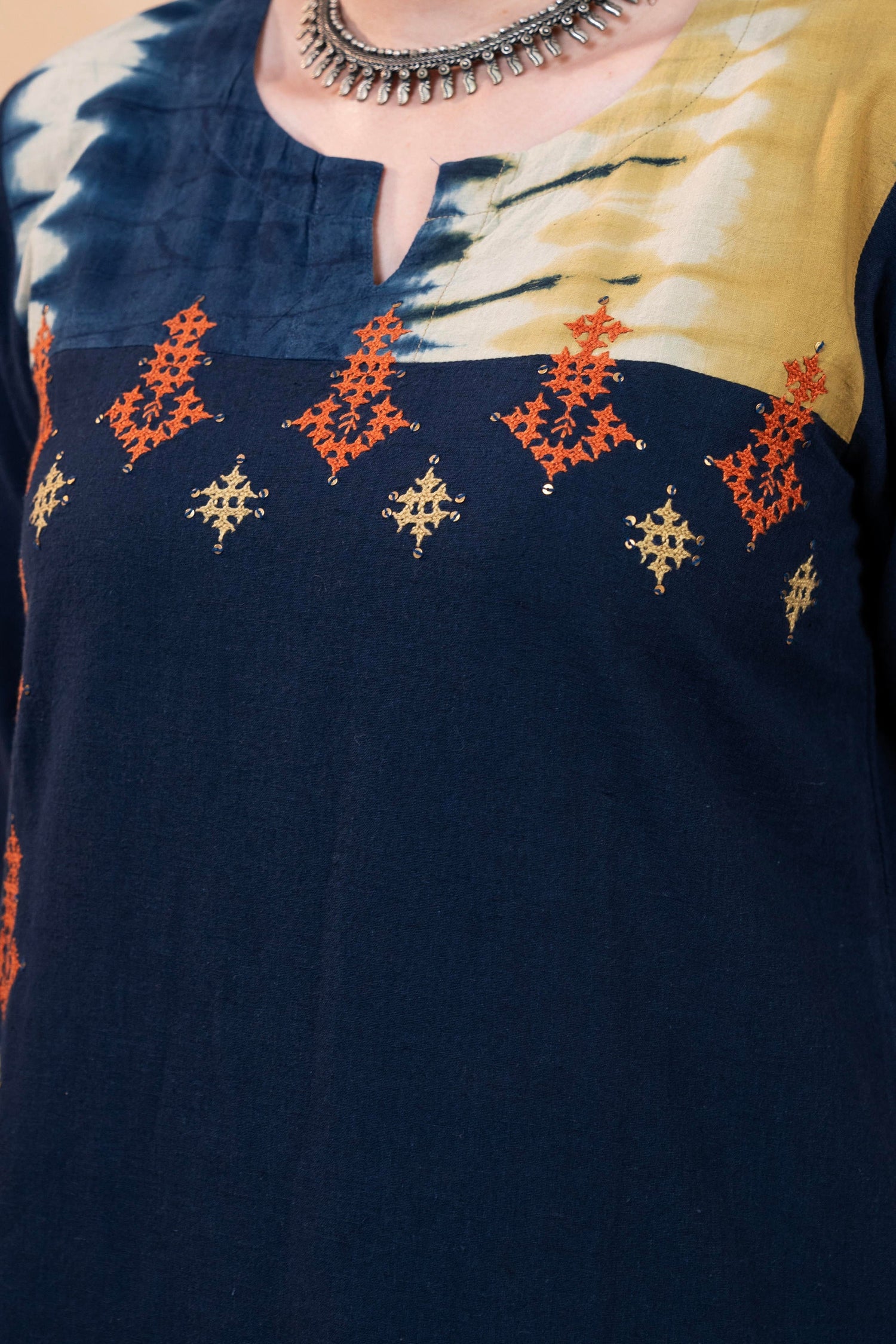 Aakaar Navy Blue Clamp Cotton Set Of 2 | Ray-ethnic