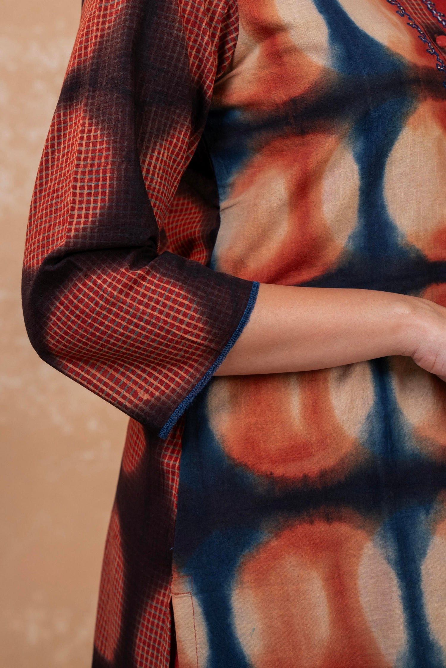 Aakaar Rust Clamp Cotton Kurta | Ray-ethnic